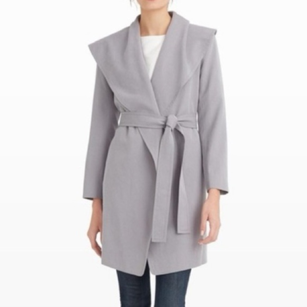 Club Monaco light gray Hanne lightweight shawl collar wrap trench coat - XS
